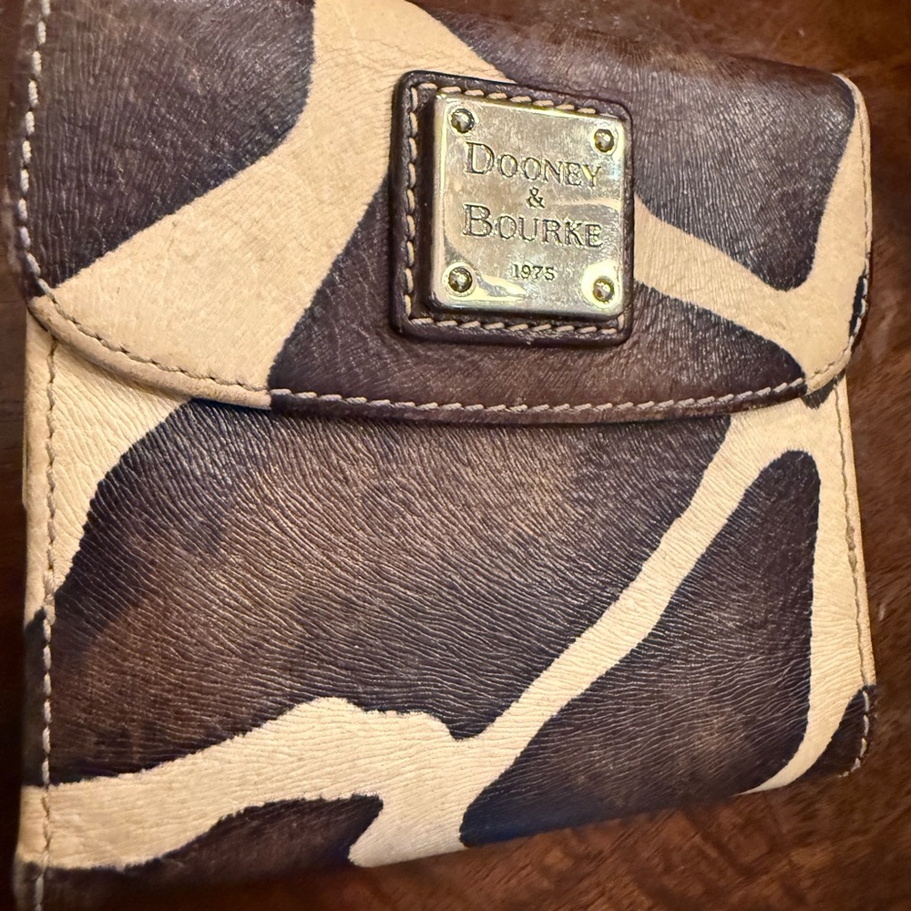 Dooney & Bourke Brown and Cream Giraffe Print Wallet